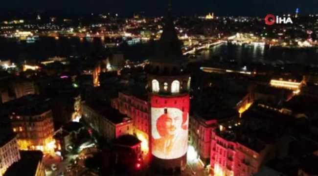 İstiklal Marşı'nın 100. yılına özel Galata Kulesi'nde video mapping gösterisi