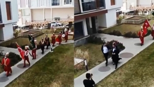 Antalya'da kısıtlama saatinde mehter marşı eşliğinde kız isteme merasimi