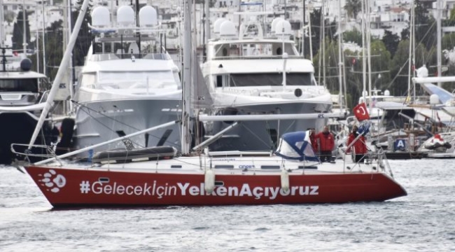 İklim değişikliğine dikkati çekmek için yelken açan denizciler, Bodrum'da mola verdi