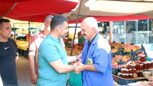 BAŞKAN YÜCEL PAZARCI ESNAFINI ZİYARET ETTİ