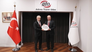 KKTC ANKARA BÜYÜKELÇİSİ KORUKOĞLU, ATO BAŞKANI BARAN'I ZİYARET ETTİ...