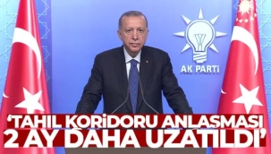 Cumhurbaşkanı Erdoğan: 'Tahıl koridoru anlaşması 2 ay daha uzatıldı'