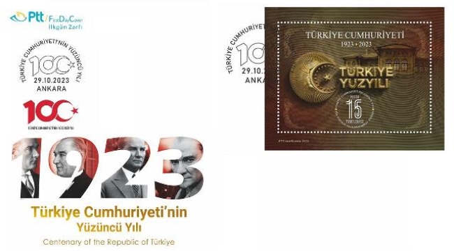 PTT'den Cumhuriyetin 100. yılı için anma pulu ve ilk gün zarfı