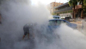  Aracının yanışını çaresiz gözlerle izledi