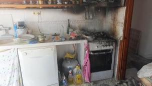 Patates kızartırken ocakta unutulan tava yangına neden oldu