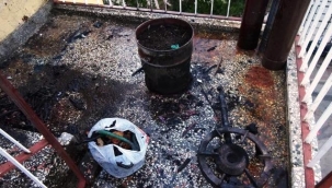 Alanya'da piknik tüpüyle yapılan pişi yangın çıkardı