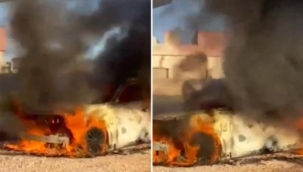 Şanlıurfa'da Togg aracı alev alev yandı