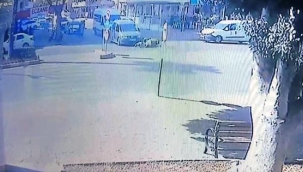 Ticari araca çarpmamak için kendilerini motosikletten attılar