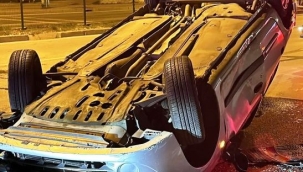 Alanya'da otomobil takla attı: 1 yaralı