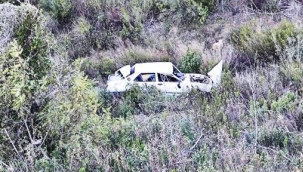 Şarampole yuvarlanan otomobil sürücüsü yaralandı