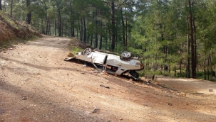 Gazipaşa'da şarampole uçan otomobilin sürücüsü yaralandı