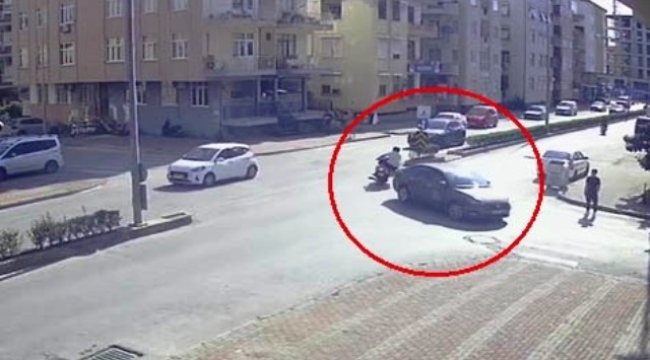 Kaza yapan motosikletliyi kaskı kurtardı