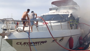 Alanya'da lüks gezi teknesinde yangın