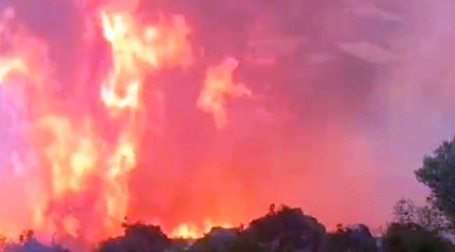 Gazipaşa'daki orman yangınında gözetleme kulesindeki personelin zor anları kamerada