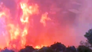 Gazipaşa'daki orman yangınında gözetleme kulesindeki personelin zor anları kamerada