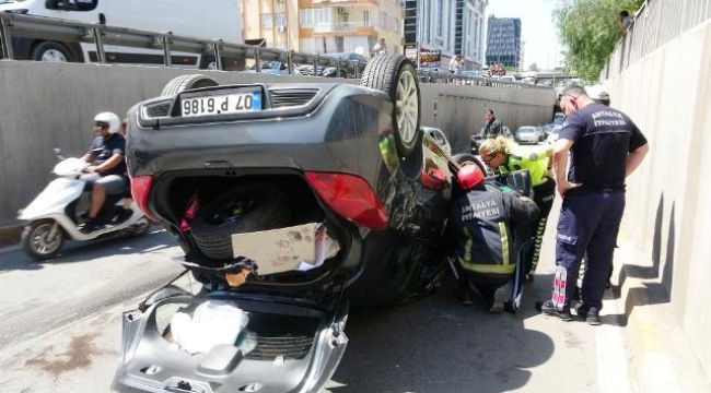 Takla atan araçtan burnu bile kanamadan çıktı
