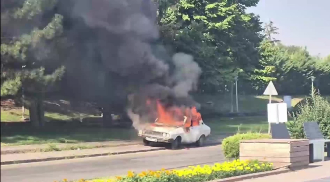 Komisyon toplantısı öncesi TBMM önünde 'beyaz Toros' yakıldı: Sürücü gözaltında
