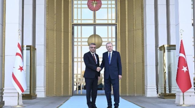 Cumhurbaşkanı Erdoğan, KKTC Cumhurbaşkanı Erhürman'ı resmi törenle karşıladı